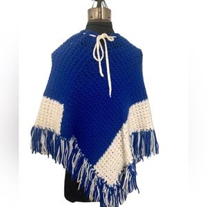 Vintage 1970s Poncho, Handmade, Crochet, Boho, Hippie, Festival